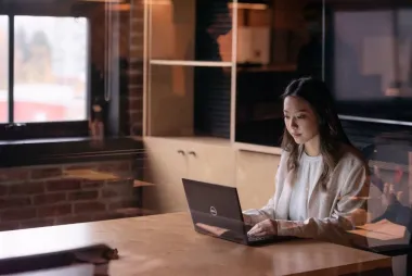 Woman working on laptop