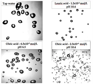 Effect of fatty acids on air bubble sizes